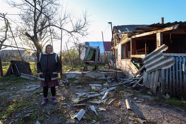 House destroyed by attacks in the Ukrainian region of Kherson