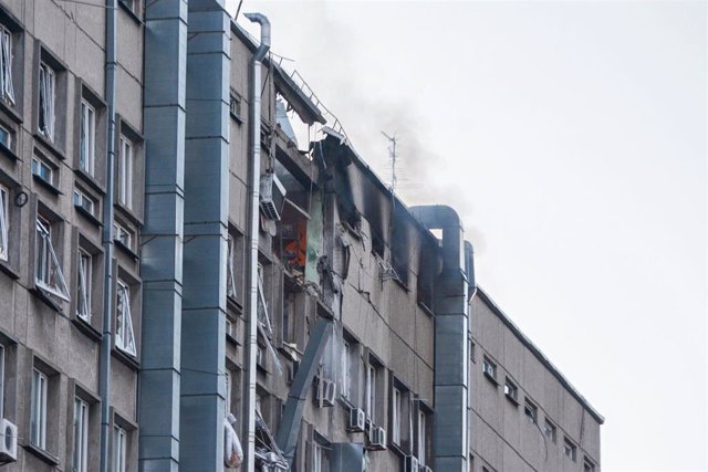 Impact of an Iranian drone in kyiv, Ukraine