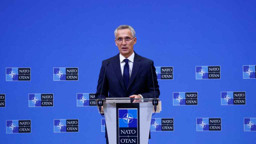 Jens Stoltenberg, Secretary General of NATO, this Wednesday at a press conference.