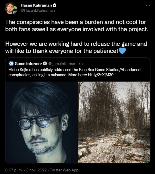 "Not anymore, son..." Abandoned director responds to Kojima's statements