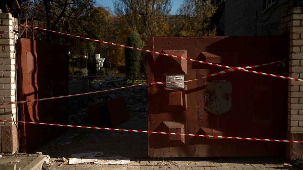 A view shows a building used by the Russians as a military commander's office and hit by a military strike as Russia withdrew, Kherson, Ukraine, November 15, 2022