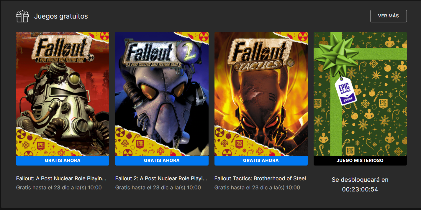 Free: they are giving away 3 great Fallout games;  so you can get them