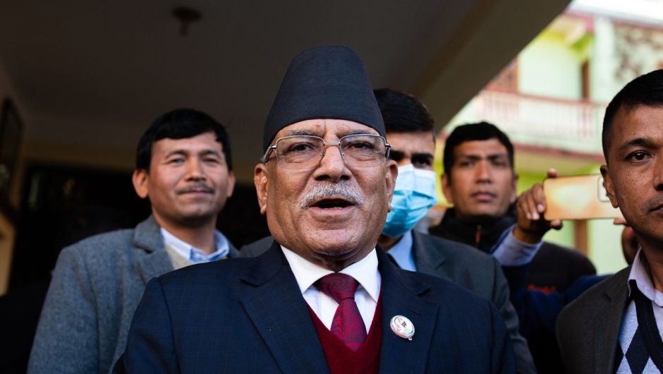 Pushpa Kamal Dahal speaks to the media after being appointed Prime Minister of Nepal on December 25, 2022. (Photo: Rojan Shrestha/NurPhoto/Getty Images)