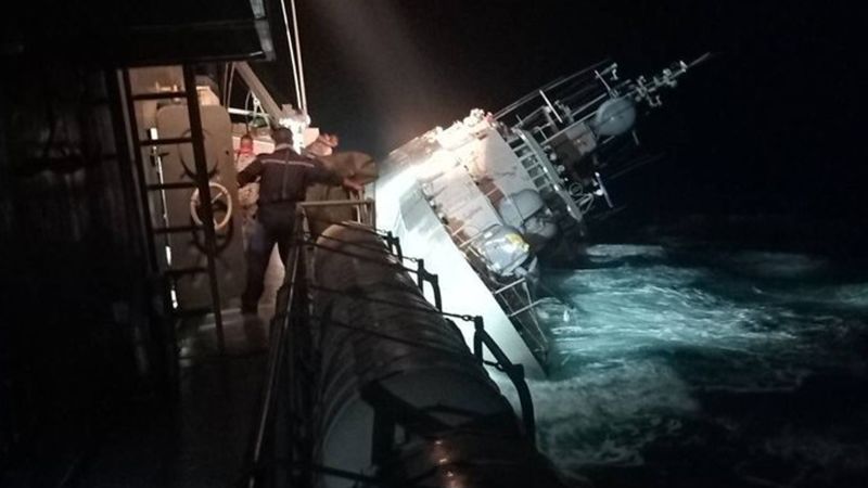 The Thai ship sank due to bad weather