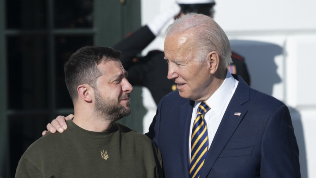 Volodimir Zelensky and Joe Biden