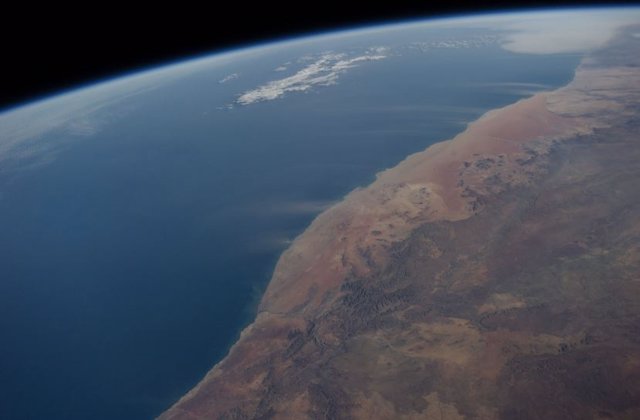 Dust from the Namib desert drifts into the Atlantic