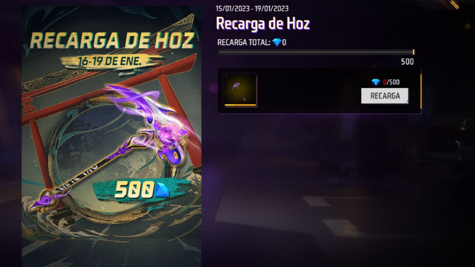 Free Fire: how to get the free prize from the “Sickle Recharge” event