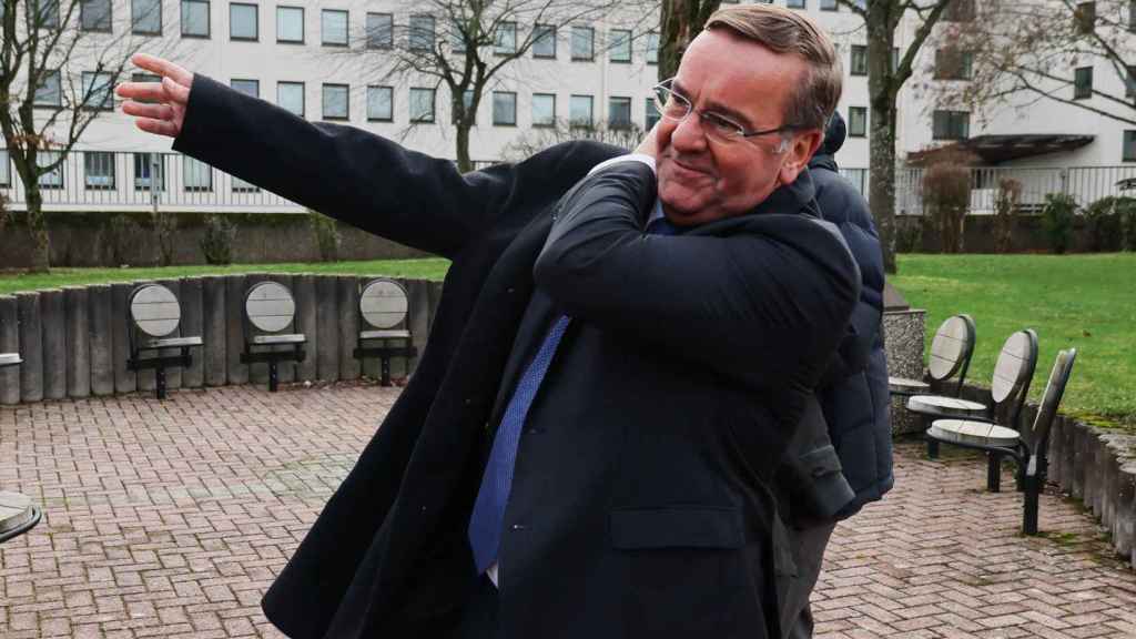 The new German Defense Minister Boris Pistorius leaving the Ramstein meeting