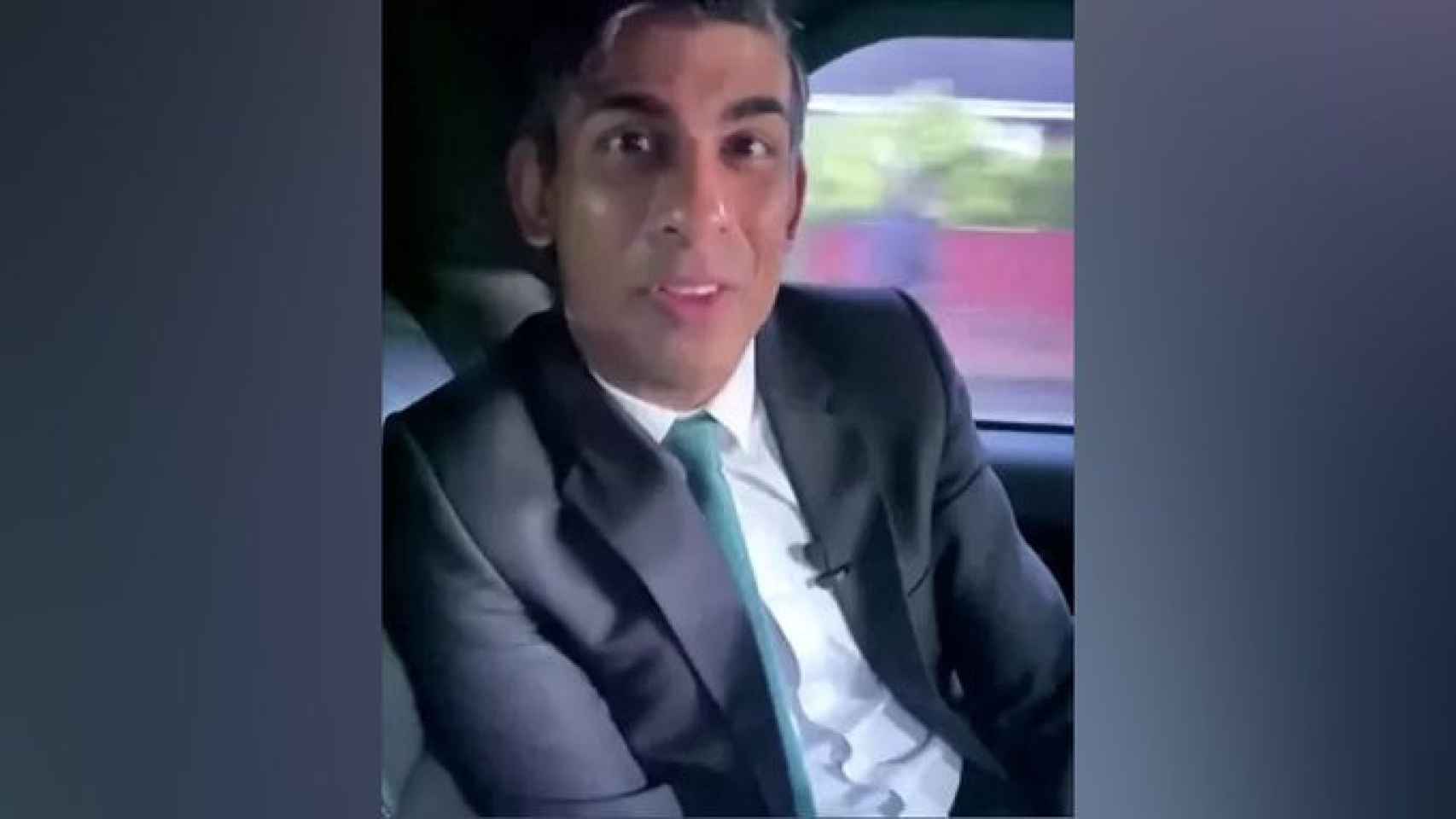 Rishi Sunak, fined for not wearing a seatbelt in a moving car while recording a video