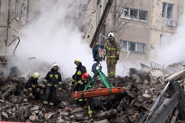 Residential building destroyed by a Russian attack in Dnipro