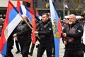 Some 2,000 Bosnian Serb paramilitaries and policemen parade through Sarajevo in an illegal celebration