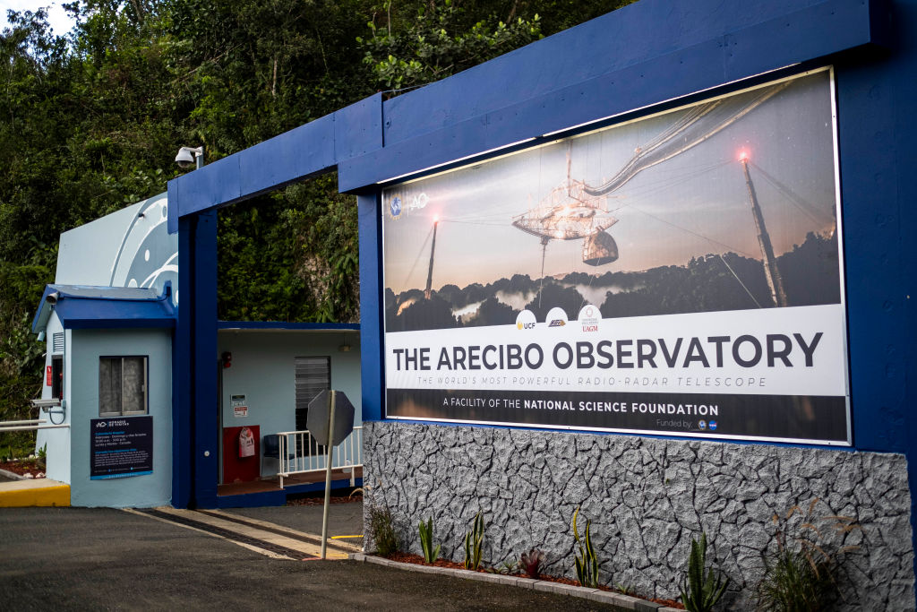 The main entrance to the Arecibo Observatory in Puerto Rico (Credit: Ricardo ARDUENGO / AFP)