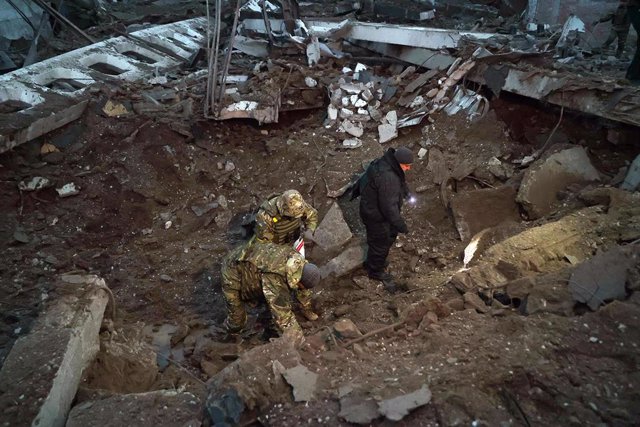 File - File photo of the Ukrainian authorities after the destruction of an infrastructure in Kharkov, as a result of a Russian bombardment, in the north-east of Ukraine