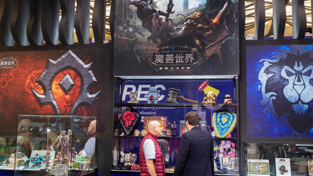 People visiting a Blizzard Entertainment 'World of Warcraft' booth during an exhibition in Shanghai in October 2018. (Credit: dycj/ICHPL Imaginechina/AP)