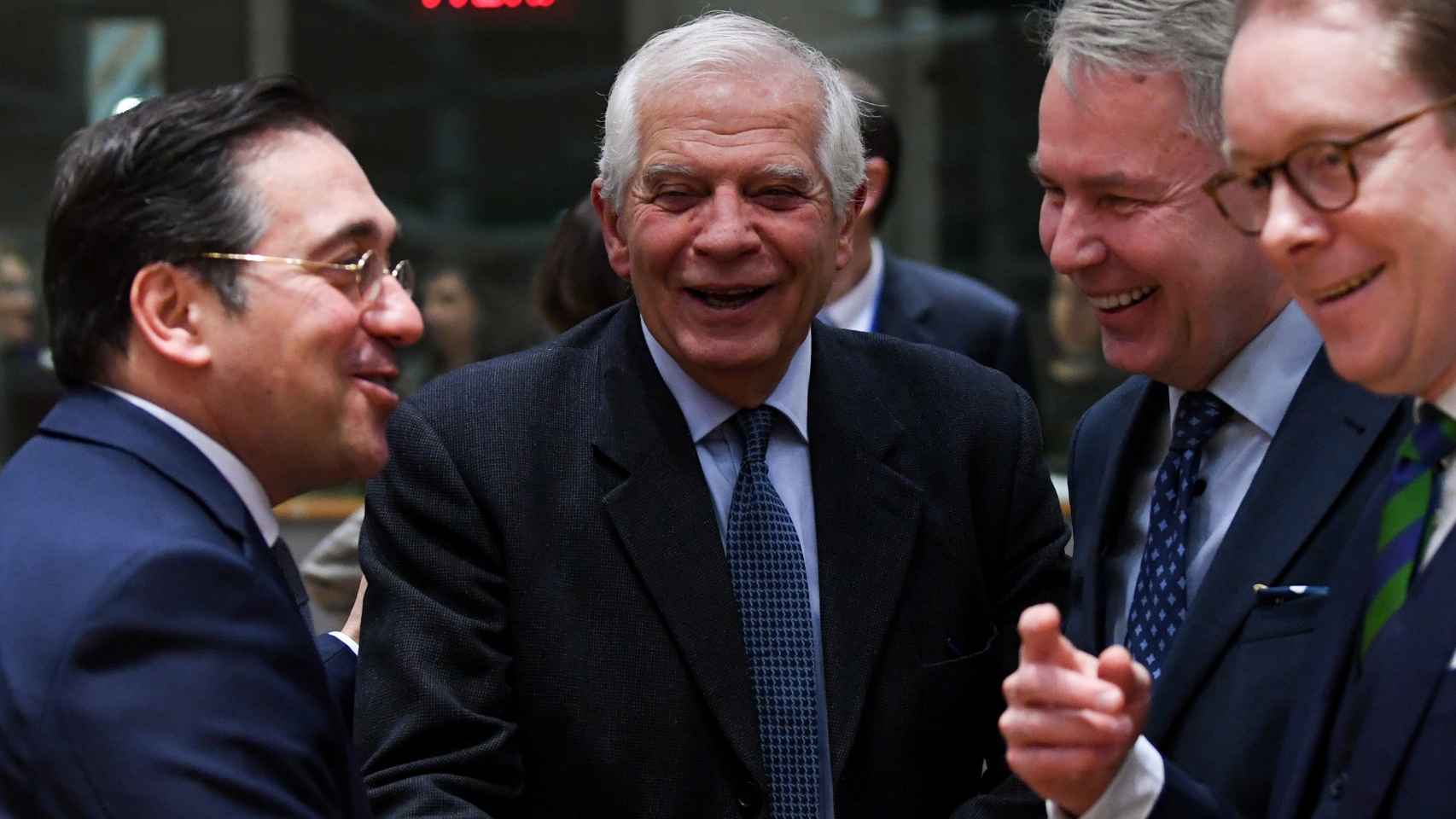 José Manuel Albares and Josep Borrell, during the meeting of foreign ministers this Monday in Brussels