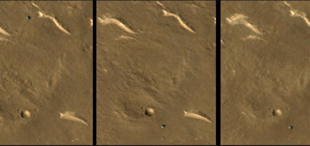 Changes in the position of the Chinese rover on Mars