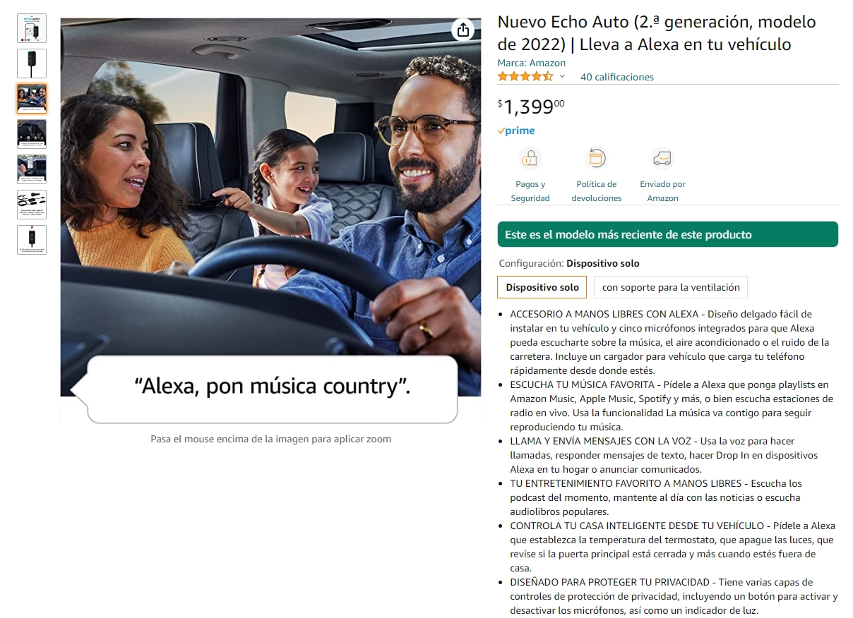 Get the Echo Auto 2nd Generation in its exclusive pre-sale on Amazon Mexico and travel with Alexa