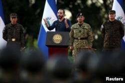 The President of El Salvador, Nayib Bukele, announces the fifth phase of the Territorial Control plan in San Salvador, on November 23, 2022.