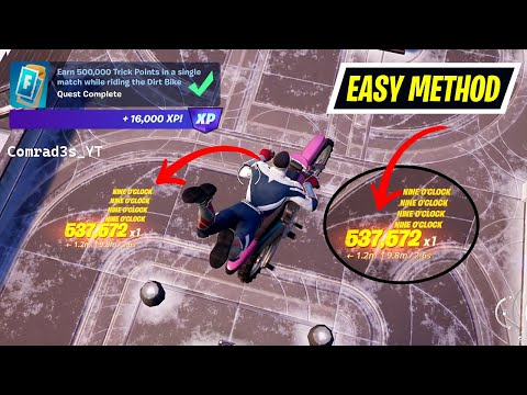 How to get 500 thousand trick points with the Dirt Bike in a single game of Fortnite