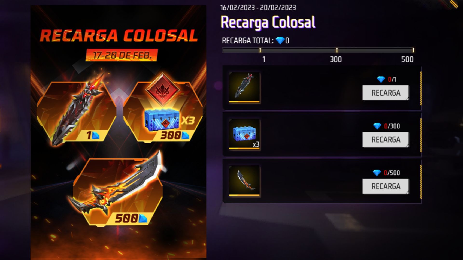 How to get all the Colossal Recharge prizes in Free Fire