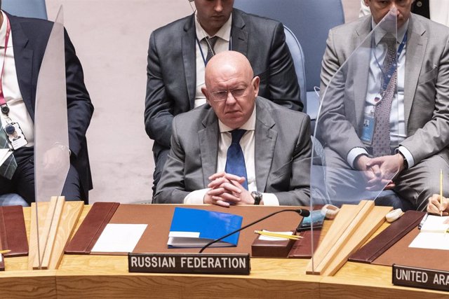 Archive - Russia's representative to the United Nations, Vasily Nebenzia, at the UN Security Council