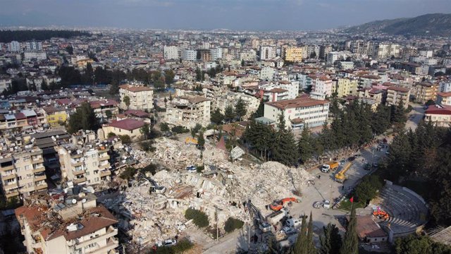 Buildings destroyed by the earthquake in Antakya, Turkey