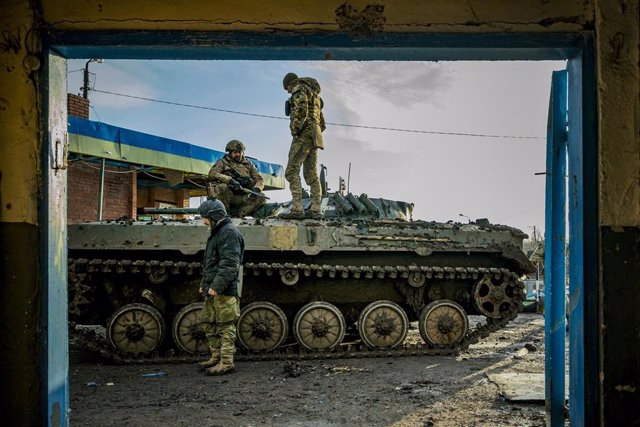 File - Ukrainian soldiers.