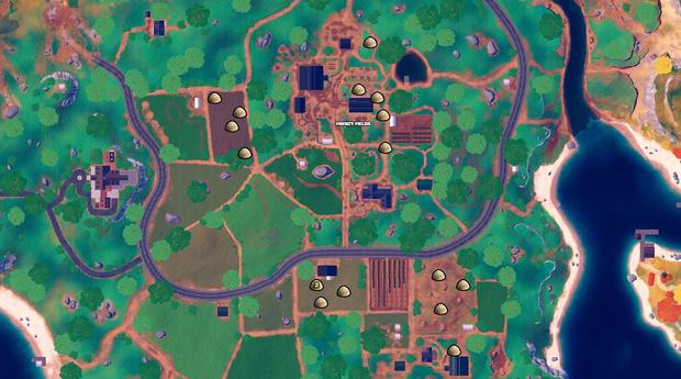 Location of the haystacks in Fortnite