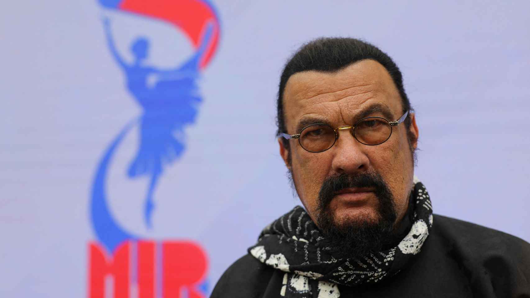 American actor Steven Seagal attends the congress of the International Russophile Movement in Moscow.