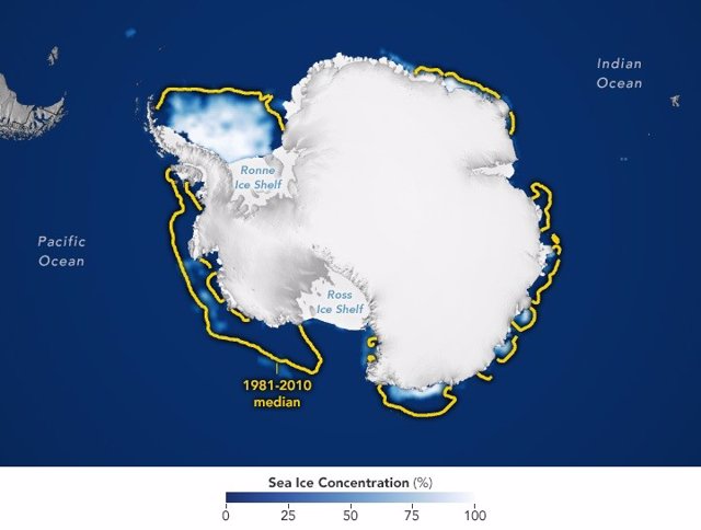 Minimum extent of sea ice in Antarctica at the end of the austral summer 2022-2023