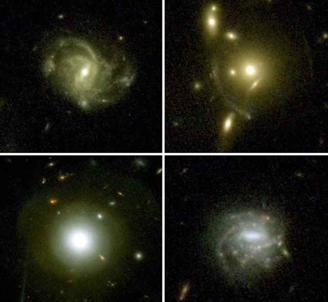 Images of four sample galaxies selected from the first epoch of COSMOS-Web NIRCam observations, highlighting the range of structures that can be seen.