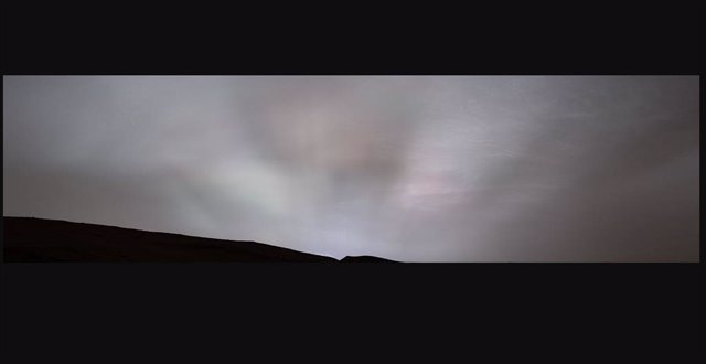 NASA's Curiosity rover captured these "Sun rays" shining through the clouds at sunset on February 2, 2023, the 3,730th Martian day, or sol, of the mission.