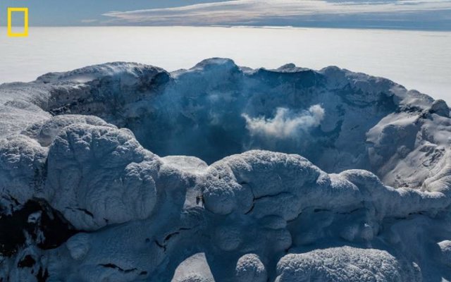 Summit of the volcano of Mount Michael on Saunders Island