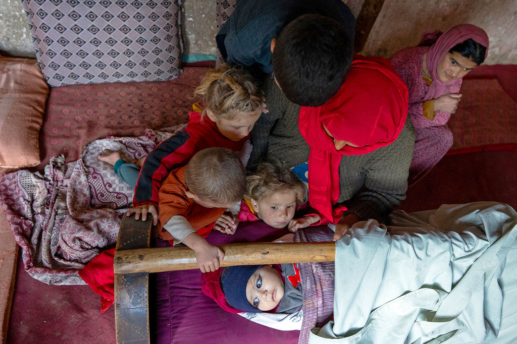 This woman has no means to feed her children in Afghanistan.  One in three people in the least developed countries lives below the poverty line.