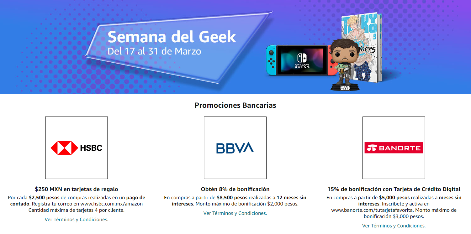 Offer: Amazon Mexico celebrates Geek Week with many discounts;  check the details and bank promotions