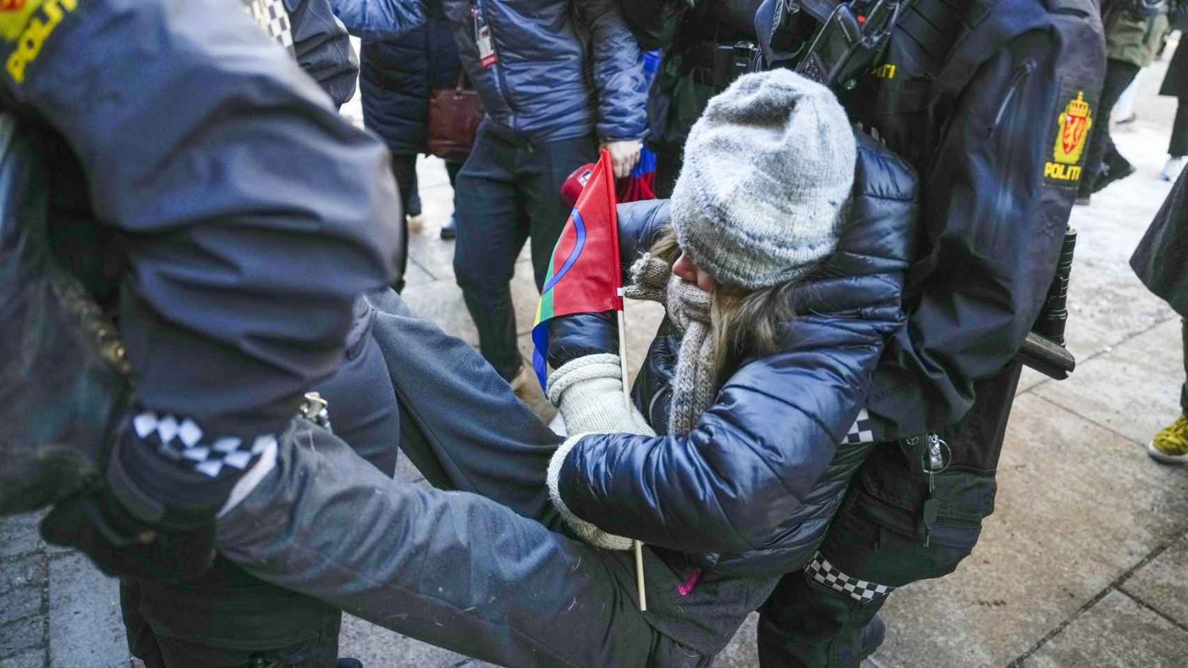 Greta Thunberg at the time of her arrest.