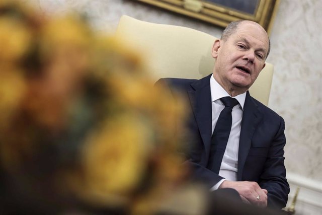 Olaf Scholz during his visit to Washington