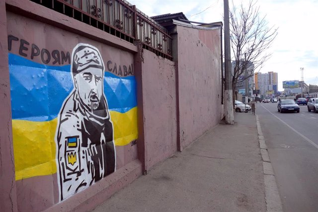 Mural of an executed Ukrainian prisoner of war in Odessa