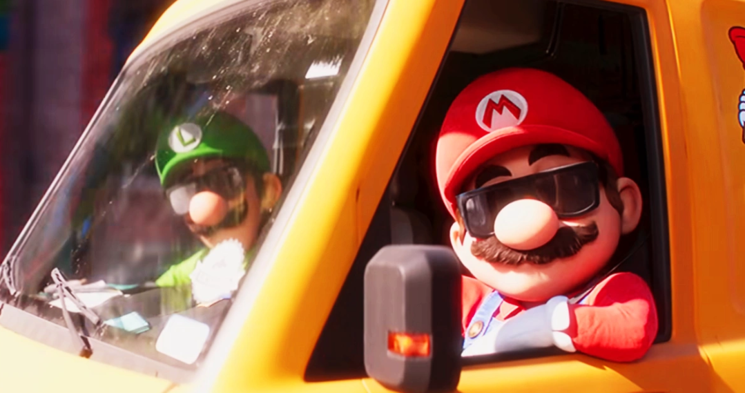 Mario and Luigi pulling face