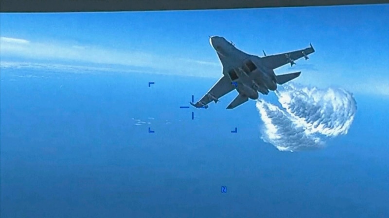 US releases video of Russian plane dumping fuel on drone