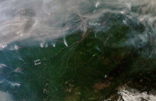 Fires in Siberia seen from space