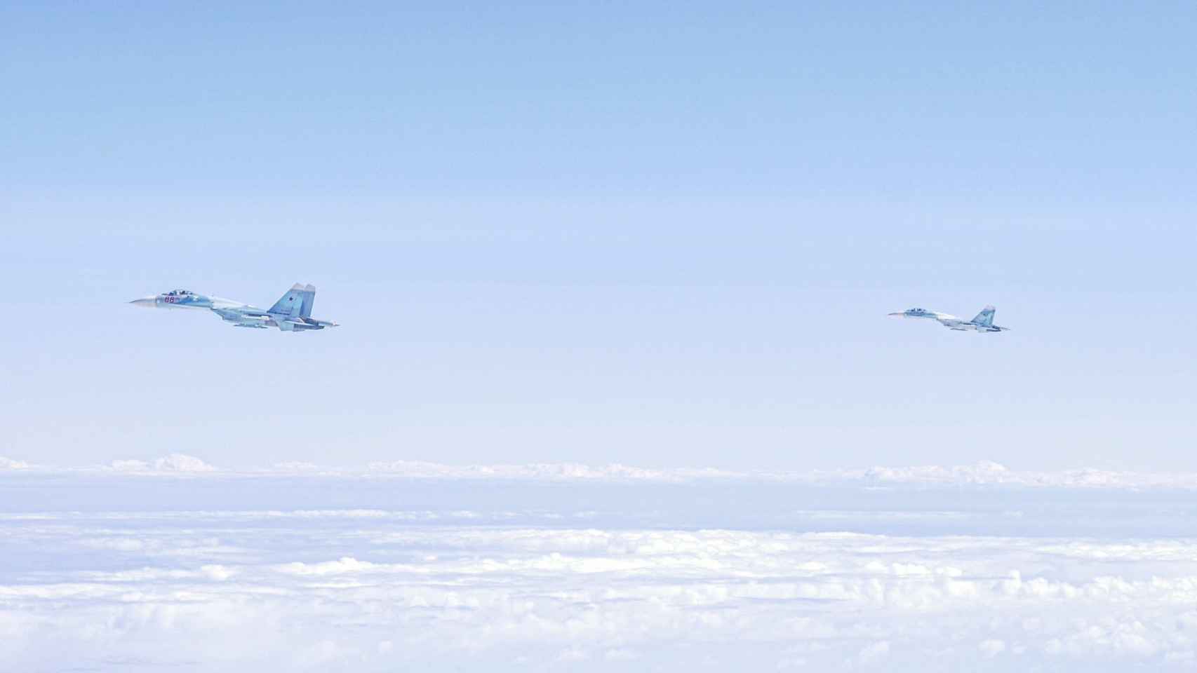 German and British fighters intercept three unidentified Russian military planes