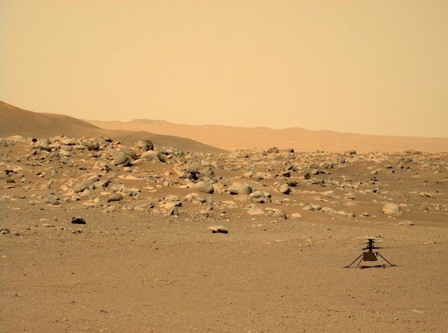 This image of NASA's Ingenuity Mars Helicopter was taken at the "Aerodrome D" by the Mastcam-Z instrument on the Perseverance rover on June 15, 2021, the 114th Martian day, or sol, of the mission.