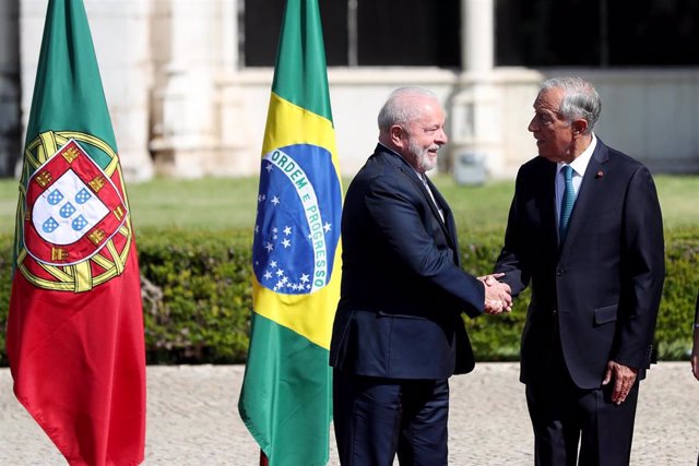 The President of Portugal, Marcelo Rebelo de Sousa, receives his Brazilian counterpart, Luiz Inácio Lula da Silva