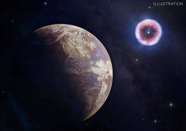 Illustration Shows A Young Supernova Remnant That Is Having An Effect On A Nearby Earth-like Planet.