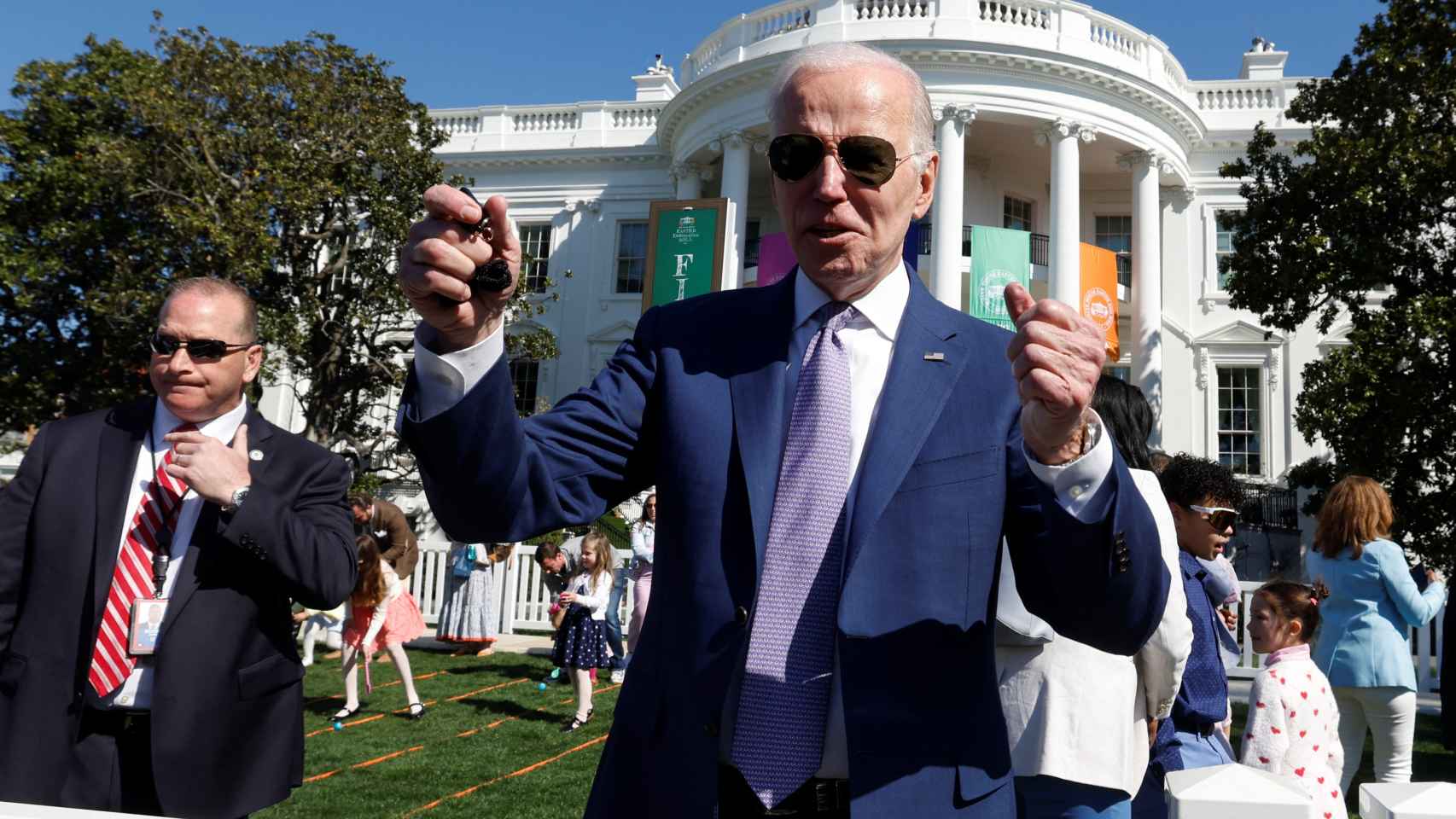 US President Joe Biden attends the White House Easter Egg Roll, in Washington, US on April 10, 2023.