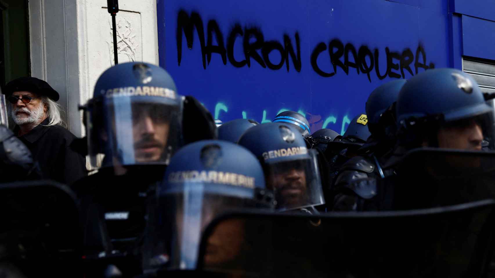 Twelfth day of national strike and protest in France against the pension reform.