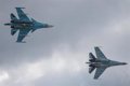 A Russian fighter intercepts two US bomber planes over the Baltic