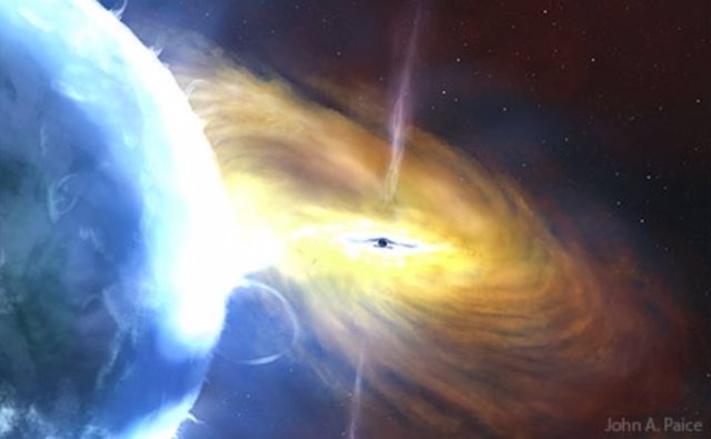 Artist's impression of the buildup of a black hole.