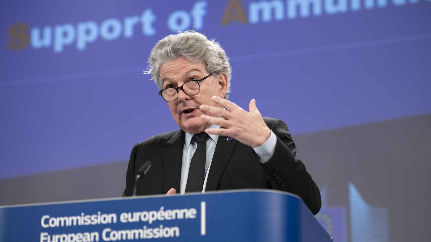 The Internal Market commissioner, Thierry Breton, during the press conference this Wednesday